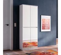 cubix mirrored hallway shoe cupboard in white with 4 doors