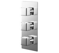 Cubix Polished Concealed Triple Thermostatic Shower Valve | Chrome | Brass | 120mm x 280mm x 48mm