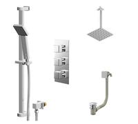 Cubix Polished Concealed Triple Thermostatic Shower Valve | Chrome | Stainless Steel | 200mm