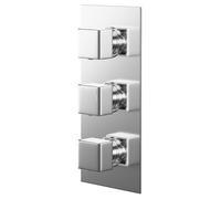 Cubix Polished Concealed Triple Thermostatic Shower Valve with Diverter | Chrome | Brass | 120mm x 265mm x 47mm