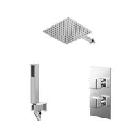 Cubix Polished Concealed Twin Thermostatic Shower Valve | Chrome | Stainless Steel | 300mm