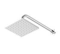 Cubix Polished Square Fixed Shower Head and Wall Arm | Chrome | Stainless Steel | 200mm x 160mm x 430mm