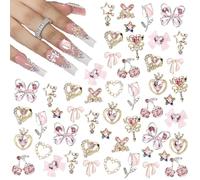 CUBLIVE - 24 Pcs Y2K Alloy Nail Charms Rhinestone Nail Charms, 3D Heart Rhinestone Nail Charms Bling Jewelry Nail Art Decoration Accessories Supplies (AD24)