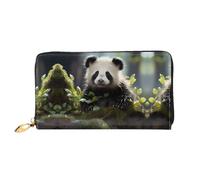 CubMossyGaze print Large Long Wallet for Travel, Leather Wallet with Zipper