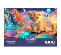 Cubs Walk by A Cosmic Stream 1000 Piece Jigsaw Puzzle The Lion Recycled Cardboard, Challenging Puzzle for Adults 38x26cm/1000pcs