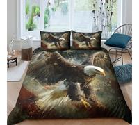 CUBSKRIRB 3D Ultrasoft Microfibre Bald eagle soaring Quilt Cover Sets Soft Bedding Sets with Pillowcases American patriotic Duvet Cover All Season Breathable for Bedroom Decor Double（200x200cm）
