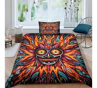 CUBSKRIRB Bohemian Sun Duvet Cover Sets 2 PCS Hotel Quality Quilt Cover Bedding Set Bed Covers with Pillowcases with Zipper Closure Breathable Stylish Comforter Single（135x200cm）