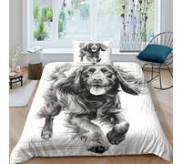 CUBSKRIRB English Cocker Spaniel Duvet Cover Sets 2 PCS Hotel Quality Quilt Cover Bed Sets Bed Covers with Pillowcases with Zipper Closure Hypoallergenic Soft Breathable Microfiber Single（135x200cm）