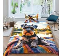 CUBSKRIRB Miniature Schnauzer Duvet Cover 2 PCS Hotel Quality Quilt Cover Bedding Bed Covers with Pillowcases with Zipper Closure Hypoallergenic Soft Breathable Microfiber Single（135x200cm）