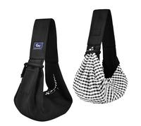 CUBY Dog and Cat Sling Carrier - Hands Free Reversible Pet Papoose Bag - Soft Pouch and Tote Design - Suitable for Puppy, Small Dogs Cats Outdoor (Black Senior, Unadjustable Strap)