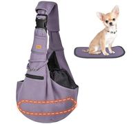 CUBY Dog and Cat Sling Carrier - Hands Free Reversible Pet Papoose Bag - Soft Pouch and Tote Design - Suitable for Puppy, Small Dogs Cats Outdoor (Purple, Adjust Strap 2.0)