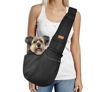 CUBY Dog and Cat Sling Carrier - Small Dog Carrier Sling with Adjust Strap & Zip Pocket, Hands Free Soft Dog Slings for Small Dogs Cats Puppy Pets Outdoor Travel Safety Purse Bag (Black)