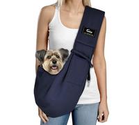 CUBY Puppy Dog Carrier, Pet Dog Sling Carrier for Small Medium Dogs Hands-free Sling Cat Carrier Comfortable Widen Shoulder Strap Double-sided Pouch Shoulder (Classic Blue, Cotton)
