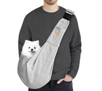 CUBY Puppy Dog Carrier, Pet Dog Sling Carrier for Small Medium Dogs Hands-free Sling Cat Carrier Comfortable Widen Shoulder Strap Double-sided Pouch Shoulder (Carabiner Grey, Adjustable)