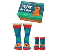 Cucamelon Daddy and Me Matching Tiger Socks Gift Set - 1 Pair for Dad (UK 6-11, EUR 39-46, US 7-12) & 1 Pair for Toddler (12-24 Months) - Fun Jungle-Themed Striped Socks in Gift Box for Father & Child