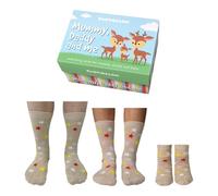 Cucamelon Mummy, Daddy and Me Matching Socks Gift Set - 3 Pairs of Starry Socks for Mum (UK 4-8), Dad (UK 6-11), and Baby (0-12 Months) - Fun Animal-Themed Gift Box for New Parents & Baby Showers