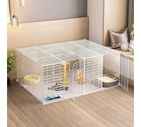 CucCe Large Cats Enclosure Cat Cage - Cat Cage Playpen Cat Enclosure Indoor Ferret Cage Dog Cages for Small Dogs Indoo Cat Cages Easy to Clean(White,147X111X47CM)