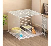 CucCe Large Cats Enclosure Cat Cage - Cat Cage Playpen Cat Enclosure Indoor Ferret Cage Dog Cages for Small Dogs Indoo Cat Cages Easy to Clean(White,75X75X47CM)