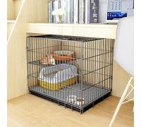 CucCe Large Cats Enclosure Cat Cage Cat Crate Pet Cage Dog Cat Puppy Training Folding Metal Kennel Crate with Tray, Easy to(Schwarz,68x49x59cm)