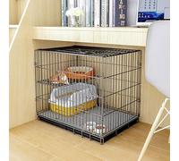 CucCe Large Cats Enclosure Cat Cage Cat Crate Pet Cage Dog Cat Puppy Training Folding Metal Kennel Crate with Tray, Easy to(Schwarz,58x42x50cm)