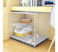 CucCe Large Cats Enclosure Cat Cage Cat Crate Pet Cage Dog Cat Puppy Training Folding Metal Kennel Crate with Tray, Easy to(White,83x59x69cm)