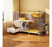 CucCe Large Cats Enclosure Cat Cage Indoor, Cat Enclosure DIY Pet Playpen Kitten Cage with Litter Box Cat House Detachable Metal Wire Kennels Crate(109x39x78cm)