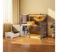 CucCe Large Cats Enclosure Cat Cage Indoor, Cat Enclosure with Litter Box Kitten Cage DIY Pet Playpen Cat House Detachable Metal Wire Kennels Crate(109x39x73cm)