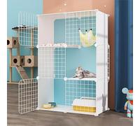 CucCe Large Cats Enclosure Cat Cage Indoor, Cat Enclosures Cat Cage with Metal Wire Dense Detachable Cat House Cattery with Hammock(75x49x109cm)