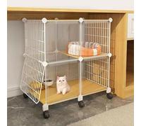 CucCe Large Cats Enclosure Cat Cage Indoor, Cat Enclosures DIY Cat Playpen Detachable Small Animal Cage with Wheel(70x45x75cm)