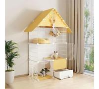 CucCe Large Cats Enclosure Cat Cage Indoor, Large DIY Pet Playpen Cat Enclosures Small Animal House Detachable Cat Crate with Litter Box(75x39x145cm)