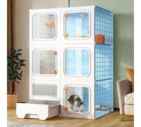 CucCe Large Cats Enclosure Cat Cage Indoor with Litter Box, Cat Enclosures DIY Kitten Cage Detachable Cat House Cattery with Hammock(70x35x105cm)