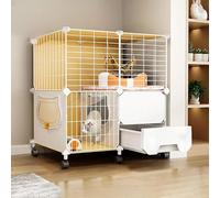 CucCe Large Cats Enclosure Cat Cage with Litter Box, indoor DIY Cat Playpen Semi-enclosed Kitten Cage Cat House with wheel Detachable(75x39x77cm)