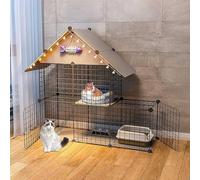 CucCe Large Cats Enclosure Cat Cages - Cat Cage Playpen 2-Tier Cat Enclosures Indoor Cat Cage Kennel Cat Crate Kitten Playpen Ferret Cage dog cages(Schwarz,111x39x110cm)