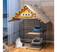 CucCe Large Cats Enclosure Cat Cages - Cat Cage Playpen 2-Tier Cat Enclosures Indoor Cat Cage Kennel Cat Crate Kitten Playpen Ferret Cage dog cages(Schwarz,75x75x110cm)