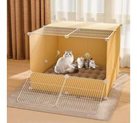 CucCe Large Cats Enclosure Cat Cages, Indoor Cat Enclosure Cat Kennel Kitten Playpen Dog Crates for Large Dogs Ferret Cage Pet Playpen(Yellow,B)
