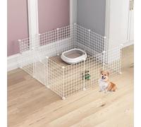 CucCe Large Cats Enclosure Puppy Dog Playpen Cat Cages Indoor Pet Playpen with Door Guinea Pig Cages DIY Encrypted Wire Mesh Cages(White,111x111x47cm)