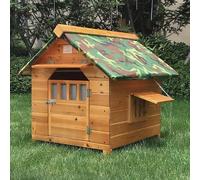 CucCe Large Cats Enclosure Wooden Dog House, Kennel Weatherproof Breathable Pet House Easy Assemble with Sun Visor, for Small & Medium & Large Dogs(XL)