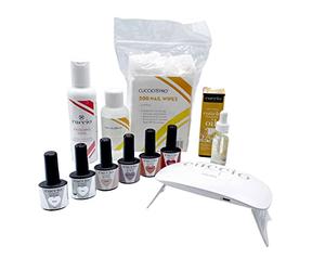 Cuccio 9ml Gel Polish Starter Kit includes USB LED Lamp Top Coat Base Coat Nail Wipes Finishing Wipe Acetone 125ml Heart & Seoul, I Seek, On Pointe Rooted Gel Polishes & Milk Cuticle Oil, Multi
