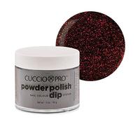 Cuccio Powder Polish - Dip Acrylic Nail Colour Dip System - 45g (1.6 oz) Dipping Powder - Black with Red Glitter 45g (1.6oz)