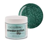 Cuccio Powder Polish - Dip Acrylic Nail Colour Dip System - 45g (1.6oz) Dipping Powder - Jade with Silver Glitter