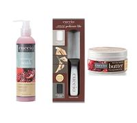 Cuccio Stainless Steel Pedicure File with Pomegranate & Fig 8oz Butter Scentual Lotion, Red, Trio Pack