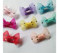 cuchenhuan 10pcs Dog Handmade Solid Crystal Bow Small Dog Hair Accessories, 1.9inch 3D Rhinestone Bowknot with Hair Clip for Female Dog Cats Puppy Kitten Grooming Products,10colors