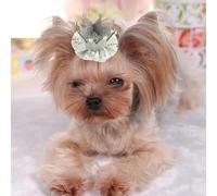 cuchenhuan 1pc Dog Hair Hair Accessories Bow,Sequin Crown Hair Clip for Dogs Cats Pets Birthday Gift, Teddy Yorkie Maltese Dog Hair Grooming Party,10colors for Choose (Silver)
