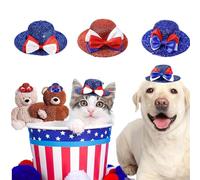 cuchenhuan 3pcs Mini Glitter Dogs Hair Clips with Bow, for Dogs Cats and Toys, Hats Barrette Yorkshire Golden Retriever Labrador Independence Day