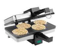 CucinaPro Pizzelle Baker - 4 Mini Pizzelle Cookies at Once - Non-stick, Even Heat, Safety Steam Guard - Stainless Steel, Modern/Minimalist Style