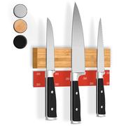 CUCINO Magnetic Knife Rack - Includes Self-Adhesive Magnet Strip - Easy to Install - Made of Real Bamboo, 25 cm