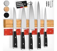 CUCINO Magnetic Knife Rack - Includes Self-Adhesive Magnet Strip - Easy to Install - Made of Real Bamboo, 40 cm