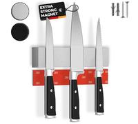 CUCINO Magnetic Knife Rack - Includes Self-Adhesive Magnet Strip - Easy to Install - Made of Stainless Steel, 25 cm