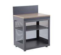 Cucino Mesh Grey Open Steel Wood Effect Outdoor Kitchen Cabinet Unit