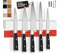 CUCINO Self-Adhesive Magnetic Knife Strip - Comparison Winner with Extra-Strong Magnet - Easy Installation with 3M Adhesive Tape, No Drilling, White Rubber, 40 cm